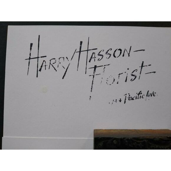 Harry Hasson Florist Printer Block Ink Stamp Letter Press Vintage Atlantic City - Picture 3 of 6
